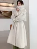 Kvinnors päls faux lautaro vinterlånga vita tjocka varm mjuk fluffig mink trenchrock för kvinnor dubbelbröst brittisk stil mode 230111