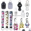 Keychains Lanyards 163Styles Anpassa Neoprene Hand Sanitizer Bottle Holder Keychain V￤skor 30 ml Hands Sanitizers flaskor Chapstick DHCP7