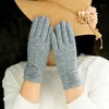Vijf vingers handschoenen 2023 damesaccessoires eenvoudig wollen touchscreen dames bloemen decoratief fietsen rijden warm s621