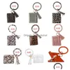 Keychains Lanyards 40 Styles Pu Leather Leopard Tassel Armband Keychain Bags ID Card Bag Leathers Bangle Wallets Keyring Wristlet Dhokv