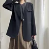 Costumes pour femmes, Blazer noir, hauts de Niche, ample, décontracté, couleur unie française, cent, printemps et automne, 2023
