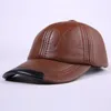 Ballkappen Echte Großhandel Leder Baseballmütze Männer Frauen Schwarz Rindsleder Hut Snapback Einstellbare Herbst Winter Echte Schirmmützen