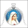 Pendant Necklaces Virgin Mary Necklace Sier Chain Christian Catholicism Vintage Religious Jesus Statement Beautifly Drop Delivery Je Dhhyk