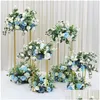 Party Decoration 4pcs Wedding Centerpiece Goldplated Geometric Flower Stand Home Shiny Metal Iron Rec Square Fram Backdrop Drop Del Dhikq