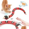 Cat Toys Smart Sensing Snake Electric Interactive for Cats USB Charging Accessoires Child Pet Dogs Game Play Toy Drop Delivery Home Dhle1