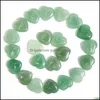 Stone Natural Heart Green Aventurine Chakra Healing Gemstones For Jewelry Making Charms Accessories Fashion Beads Decorations Drop De Dhht6