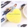 Keychains Bedanyards Pom Keychain Pompom Key Chain Heart Ball Fluffy Faux Rabbit Fur Keyring Ring Women Bag Charms Fashion Acessori Dhf19