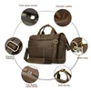 Briefcases High Quality Male Bag Men's Handbag Crazy Horse Leather Briefcase Messenger Shoulder Portfolio Laptop Case Office