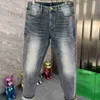 Męski projektant dżinsów mikro elastyczny litera mała potwora haftowane męskie spodnie moda boka boqa