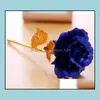 Couronnes De Fleurs Décoratives 24K Feuille Plaqué Or Rose Fleur Dure Amour Mariage Décor Amant Creative Mères Saint Valentin Cadeau Go Otwjx