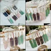 Dangle Chandelier Healing Stone Strings Irregar Rec Long Tassel Pendum Amazonite Lapis Pink Quartz Purple Crystal Drop EA DHJPC