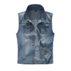 Herrjackor denim Vest Tide ärmlös jacka Trend Men's Plus Size Korean Slim Hip Hop Young Boy Jean Coats Waistcoat Man