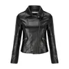 Kvinnorjackor Kvinnor Motorcykel Faux Leather Ladies Streetwear Solid Color Black Coat Long Sleeve Autumn Biker B Zippers Outwear