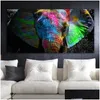 Gemälde Reliabli Colorf Afrikanischer Elefant Leinwand Malerei Wandkunst Tieröl Riesige Größe Drucke Poster für Wohnzimmer Drop Deliver Dhgf2