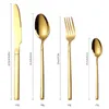 Geschirr-Sets 24 teile/satz Gold Luxus Edelstahl Geschirr Set Löffel Messer Gabel Highend El Restaurant Geschenk Box