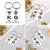 Keychains Lanyards 2Pcs Personalized Keychain For Couple Lovers Gift To Girlfriend Boyfriend Her Him Valentines Day Present Key Ch Dhzr2