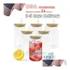 Bouteilles d'eau Usa Stock 16 Oz Tasses de sublimation avec couvercle en bambou St Gobelets en verre DIY Blanks Clear Can Cups Transfert de chaleur Café glacé Dh4Cg