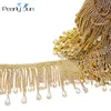 Tessuto e cucito Rotolo da 5 metri Fai da te Nappe a goccia in vetro Catena Crystal Gold AB Frange Abito da ballo Brillante Taglio Strass ML124 230111