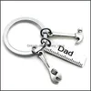 Keychains Lanyards 50Pcs/Lot New Stainless Steel Dad Tools Keychain Grandpa Hammer Screwdriver Keyring Father Day Gifts1 85 W2 Dro Dhe9D