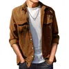 Men's Jackets Fashion Solid Color Simple Corduroy Shirt Men Leisure Long Sleeve Slim Lapel Buttoned Cardigans For Mens Fall Coats