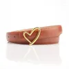 Belts Female Jeans Dress Waistband Faux Leather Solid Color Golden Love Oval Buckle Belt For Women Hollow Out Heart