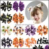 Feest gunst baby halloween grosgrain lint bogen met clipmeisjes chind spook pompoen kinderen meisje pinwheel haar clips haarpin accessori othxk