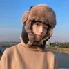 Berets EUMOAN Winter Lei Feng Hat Male Outdoor Riding Warm And Cold Plus Fleecy Thickened Electric Vehicle Windproof Ear Protective Co