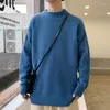 Herentruien mannen 2023 herfst winter mode solide kleur gebreide tops losse casual trui mannelijke mock nek pullovers l03