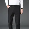 Pantaloni da uomo Autunno Abiti di marca Pantaloni da uomo in cotone larghi dritti per uomo Pantaloni formali casual neri elastici a vita alta