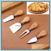 Käsewerkzeuge 4 teile/satz Usef Set Eiche Griff Messer Gabel Schaufel Kit Reiben zum Schneiden Backen Chesse Board Sets Drop lieferung Home Gard Oty57