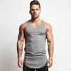 Herrtankstoppar fast färg kroppsbyggande män gym fitness träning bomull ärmlös skjorta kläder man