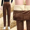 Women's Pants s Plus Velvet Thick Women Corduroy High Waist Winter Warm Mom Trousers Plush Oversized Female Straight Office Lady 230111