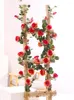 Dekorative Blumen, 180 cm, künstliche Rosen, Schnurreben, Hochzeitsbogen, Dekoration, Türbehang, Girlande, Rattan, für Zuhause, Outdoor, Weihnachtsdekoration