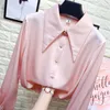 Women's Blouses 2023 Women Spring Autumn Satin Long Sleeve Shirts Female Office Lady Chiffon Ladies Solid Color Loose J159