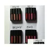 Lip Gloss Liquid Lipstick Kit De rode naaktbruine roze editie Mini Matte 4pcs/Set 4 x 1,9 ml Drop levering Health Beauty Make -up lippen DHD6K