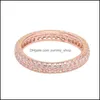 Cluster Rings 925 Стерлинговое Sier Pan Ring Ring Rose Gold Ce Inspiration с Crystal CZ для женщин свадебная вечеринка модные украшения1 751 Q2 DHDCL