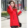 Kvinnor Down Parka Winter Hooded Warm Coat Solid Cotton Padded Jacket Female Long Parka med handskar Chaqueta de Mujer Acolchada 230112