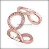 Band Rings Gold Sier Open Circle Ring Design Cute Fashion Love Jewelry For Women Girl Child Gifts Hollowedout Adjustable Drop Deliver Dhtln