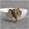 Pins Brooches High Quality Retro Elephant Zinc Alloy Crystal Rhinestone For Men Jewelry Fashion Lapel Pin Anti Gold Sier Animal Dro Dhzpv