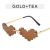 Lunettes de soleil coeur forme effet lunettes mosaïque Style femmes mode sans monture dames parasol miroir drôle fête hommes lunettes