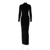 Casual Dresses Zoctuo Autumn Velvet Sexy Y2K Clothes Long Sleeve O-Neck Bodycon Maxi For Women 2023 Club Birthday Party Elegant Outfit