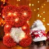 Decorative Flowers 25/40cm Artificial Rose Foam Bear Transparent Box Valentine's Day Flower Gifts Cake Packing For Birthday Wedding