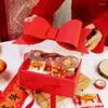 ギフトラップ5PCSレッド透明なボウノット誕生日結婚式のパーティー年度の手作りクッキーキャンディーパッケージ装飾