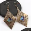 Dangle Chandelier Bohemian Fashion Jewelry Womens Vintage ￶rh￤ngen Abalone Shell Rhombus Drop Delivery DHL03