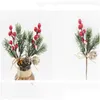 Dekorativa blommor kransar julgran dekor simation cedertr￤ b￤r bukett hem dekoration xmas ornament ormosia buquets diy dhuny