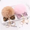 Keychains colhedores de chaveiro de chaveiro Chain Chain Creative Creative Wedding Sovenir Party Favors Leopard Print Bow Kichain Ring Women Bag C Dhzyw