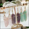 Dangle Chandelier Healing Stone Strings Irregar Rec Long Tassel Pendum Amazonite Lapis Pink Quartz Purple Crystal Drop EA DHJPC