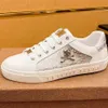 Mode luxe hommes en cuir à lacets plate-forme semelle surdimensionnée baskets blanc décontracté imprimé RD hm0348