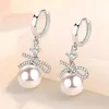 Dangle Earrings Chandelier Top Quality sterling 925 Silver for Lady Party Association Fashion Crystal Bowknot Drop Gift Womender Gift