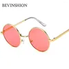 Sonnenbrille 2023 Runde Männer Cool Hip-Hop-Stil Koreanische Vintage Paar Frauen Sonnenbrille Metallrahmen Rot Rosa Gelb Linsenschirme